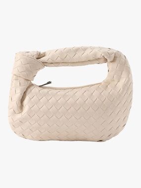 Woven Knot-Handle HandBag in Cream